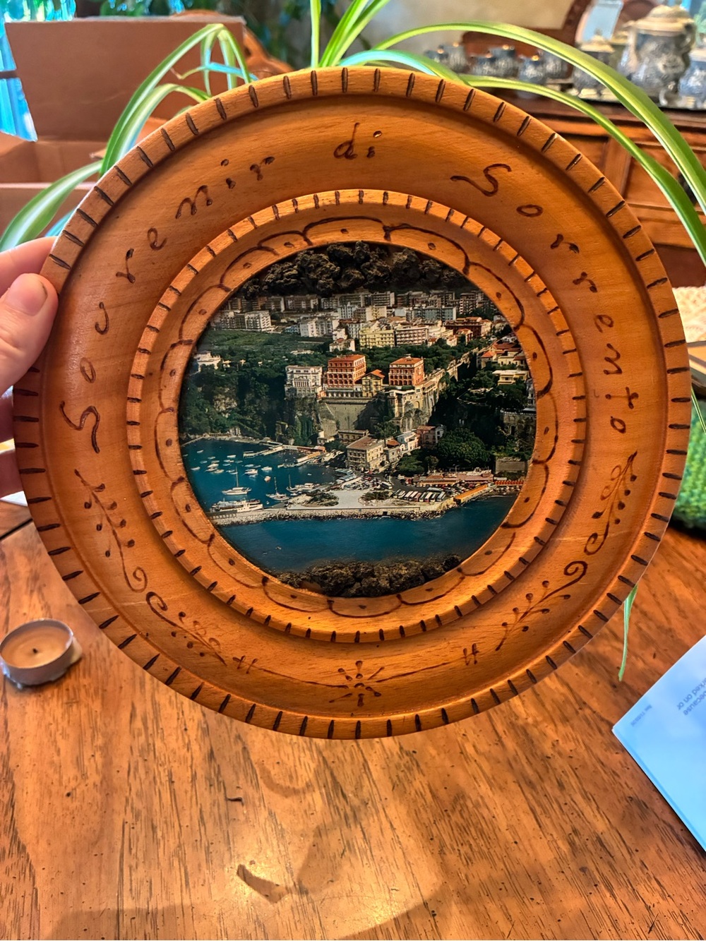 Authentic Italian Coastal Wooden Plaque; “Sourenir di Sorrento”